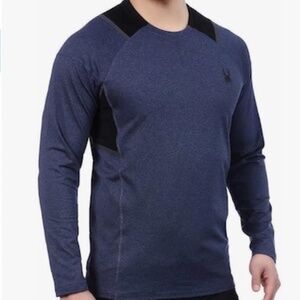Spyder Mens Workout Activewear Pullover Long Sleeve Navy Blue Size M